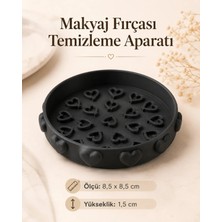 Lunera Accessories Makyaj Fırçası Temizleme Aparatı – 3D Baskı Kalp Desenli Fırça Yıkama Aparatı 8,5 cm Siyah