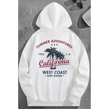 Kozz Style Unisex 3 Iplik Pamuklu Beyaz SACALIF1982 Baskı Bol Kalıp Sweatshirt Hoodie
