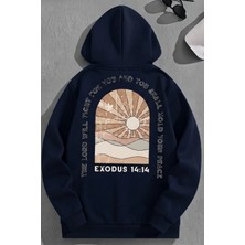 Kozz Style Unisex 3 Iplik Pamuklu Lacivert Exodus Bol Kalıp Sweatshirt Hoodie