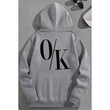 Kozz Style Unisex 3 Iplik Pamuklu Gri O/k Baskı Bol Kalıp Sweatshirt Hoodie