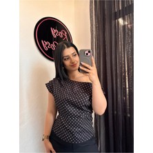 Rosyposy Kadın Siyah Puantiyeli Bluz