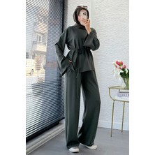 Miraydin Butik Kadın Belden Bağlamalı Asimetrik Pantolonlu Ikili Takım M26173 - Koyu Yeşil
