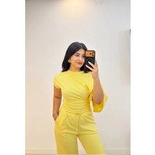 Rosyposy Kadın Sarı Modal Kumaş Kol Detaylı Takım