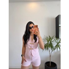 Rosyposy Kadın Pembe Pamuklu Yelek Şort Takım