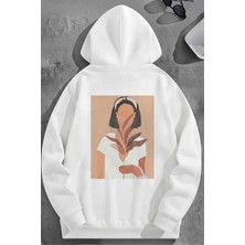 Kozz Style Unisex 3 Iplik Pamuklu Beyaz Hayalifigür Baskı Bol Kalıp Sweatshirt Hoodie