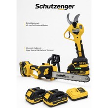 SCHUTZENGER Şarjlı Dal Budama Makası Göstergeli 40MM Şarjlı Odun Ağaç Kesme Testeresi 30MM SARI-571