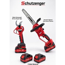 SCHUTZENGER Şarjlı Dal Budama Makası Göstergeli 40MM Şarjlı Odun Ağaç Kesme Testeresi 30MM  KIRMIZI-561