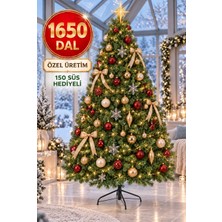 La Confiance 250 cm Yılbaşı Ağacı 1650 Gür Dallı Noel Ağacı Yılbaşı Çam Ağacı 150 Süs ve Işık Hediyeli