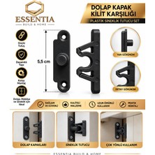 ESBH Dolap Kapak Çıt Çıt Mekanizması Siyah Plastik Kapak Tutucu 10 Adet Sineklik ve Mobilya Sabitleyici