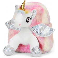 Akıllıelma-Taros Kabartmalı Peluş Sırt Çantası Pembe Unıck Color Unıcorn Orta Boy 7698