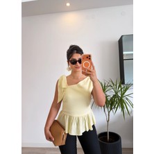 Rosyposy Kadın Omuz Detaylı Sarı Bluz