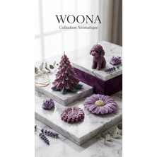 Woona Doğal Soya Wax 4'lü Dekoratif | Sitronella Kokulu Sinek Kovucu | Poodle & Çam Ağacı & Papatya & Yıldız Çiçeği Figürlü El Yapımı Doğal Soya Wax Premium Kokulu Mum Seti