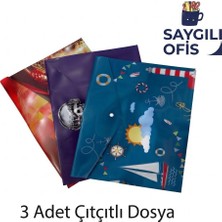 Noki Saygılıofis Çıtçıtlı Zarf Dosya 3 Adet Erkek Çocuk Karışık Desenleri A4 Çıt Çıtlı