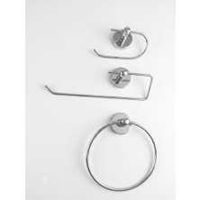 Belirtilmemiş Vidalı Paslanmaz Wc Kağıtlık, Kağıt Havluluk ve Yuvarlak Havluluk 3lü Set