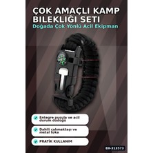 Aura Ev Mağazası Çok Amaçlı Kamp Bilekliği - Düdük, Çakı, Çakmaktaşı, Pusula ve Paraşüt Ipi Dahil BX-313573
