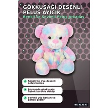 Aura Ev Mağazası Yumuşak Peluş Oyuncak Gökkuşağı Desenli Ayıcık 45 cm Sevimli Dahil Için Tekli BX-313537