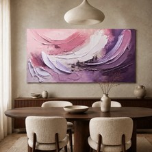 Reklamcın Symeryus Art Pembe Lila Tonlarında Dokulu Soyut Çerçevesiz Dekoratif Duvar Tablosu