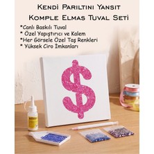 Rübiş Fotoğrafçılık  Taşlı Elmas Mozaik Tuval Seti - Pembe Dolar Sembolü