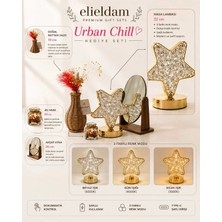 Elieldam Doğum Günü, Özel Gün, Yeni Iş, Yeni Ev Hediyesi Rattan Vazo, Jel Mum, Ahşap Ayna ve Masa Lambası Seti