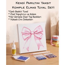 Rübiş Fotoğrafçılık  Taşlı Elmas Mozaik Tuval Seti - Pembe Fiyonk Kurdele