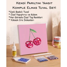 Rübiş Fotoğrafçılık Taşlı Elmas Mozaik Tuval Seti - Parlak Kiraz Desenli