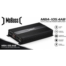 Mobaş Mobass MBA-105.4AB  4X105W Rms / 2X250W Rms 4 Kanal Oto Amfi 350X185X55 mm Ebatlar ile Bass Kontrollü