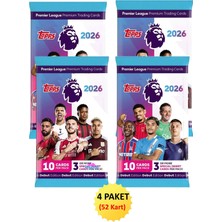 Hediyecik Topps Premier League 2026 Debut Edition Futbolcu Kartları 4 Paket 40 Kart + 12 Özel Insert Kart