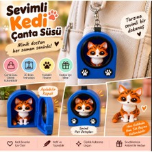 Sevimli Turuncu Tekir Kedi Figürlü Çanta Süsü – Açılabilir Kulübe Tasarımlı 3D Baskı