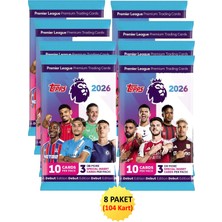 Hediyecik Topps Premier League 2026 Debut Edition Futbolcu Kartları 8 Paket 80 Kart + 24 Özel Insert Kart