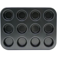 Antakya Yöresi 12'li Muffin Kek Kalıbı - Metal - Siyah