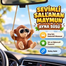 STS Oto Aksesuar Gözlüklü Sallanan Maymun Araç Ayna Süsü Sevimli Dikiz Aynası Aksesuarı 6X7X7 cm