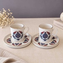 Tabak Evi Porselen Lalezar Altın Yaldızlı Kahve Fincan Takımı 80CC 4 Parça 2 Kişilik