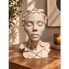 Triora Design Élan Geometrik Kadın Büstü 18 x 13 cm – Modern Low Poly Kadın Figürü 3D Dekoratif Biblo Ev Ofis Dekoru