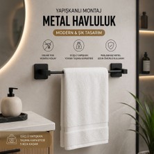 Anza Home Kare Yapışkanlı Siyah Uzun Havluluk