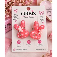 Orbis Tarzın Dünyası  Çiçek Desenli Pembe Tavşan Figürlü Lastikli 2’li Kız Çocuk Saç Tokası