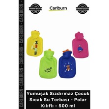 Carlburn Özel Üretim Yumuşak Sevimli Desenli Sızdırmaz Güvenli Çocuk Sıcak Su Torbası Polar Kılıflı 500 ml