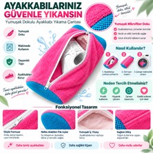 Ayakkabı Yıkama Çantası Fileli Mikrofiber Kumaş Birinci Sınıf Dolgulu Pembe Renk