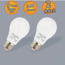 Helios Ledmar LED Ampül 9 Watt Beyaz Işık 860 Lümen (2 Adet)