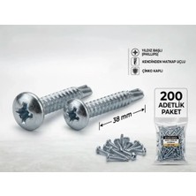 Std S4238 Ysb Yıldız Silindir Başlı 4.2X38 mm Matkap Uçlu Metal Sac Vidası Vida (200 Adet)