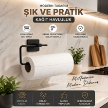 Anza Home Siyah Rulo Havluluk Havlu Peçetelik Yapışkanlı Pratik Banyo Mutfak Askısı Kağıt Rulo Havluluk