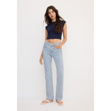 Allbucks Stradivarious, D98 Vintage Efektli Straight Fit Jean Pantolon ABSTR00015
