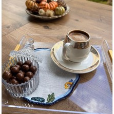 Linoriahome 2’li Gardenya Kumaş Sunum Peçetesi – Nakışlı Dekoratif Kahve ve Çay Peçetesi Seti