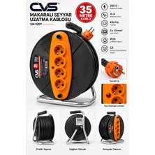 Belirtilmemiş Cvs Dn 9207 35 Metre Makaralı Seyyar Uzatma Kablosu 3x1,5 Mm² 4’lü Topraklı Priz