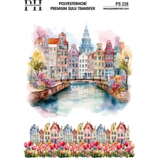 POLYESTERHOBİ Polyesterhobi Premium Sulu Transfer 25X35 cm  Amsterdam Evleri Desenli Ps 238