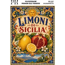 POLYESTERHOBİ Polyesterhobi Premium Sulu Transfer 25X35 cm  Italyan Esintisi ve Limon Desenli Ps 237