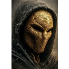 SPIRA3D Mistik Hiyeroglif Desenli Altın Cosplay Maskesi - Antik Mısır Temalı 3D Kostüm Maskesi