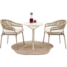 Divona Home Home Tavoli Terea Bistro Masa Takımı - Krem - 55X55X70 cm