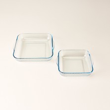 Matmel Kitchen Junto 2'li Petek Desenli Kare Fırın Kabı Seti - Şeffaf