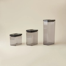 Matmel Kitchen Moeno 3'lü Vakumlu Kavanoz Seti - Siyah - 1,2 Lt + 1,8 Lt + 3 Lt