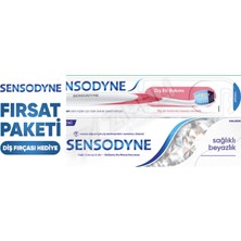 5 Adet Sensodyne Sağlıklı Beyazlık Diş Macunu 75 ml  + Diş Fırçası
